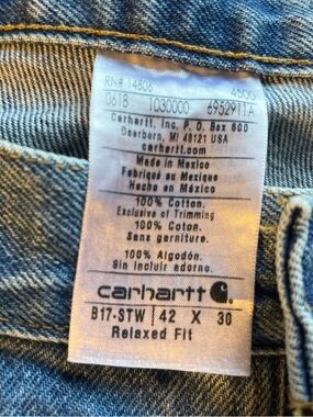 Carhartt Blue Denim Relaxed Fit Jeans - Classic Five-Pocket Style